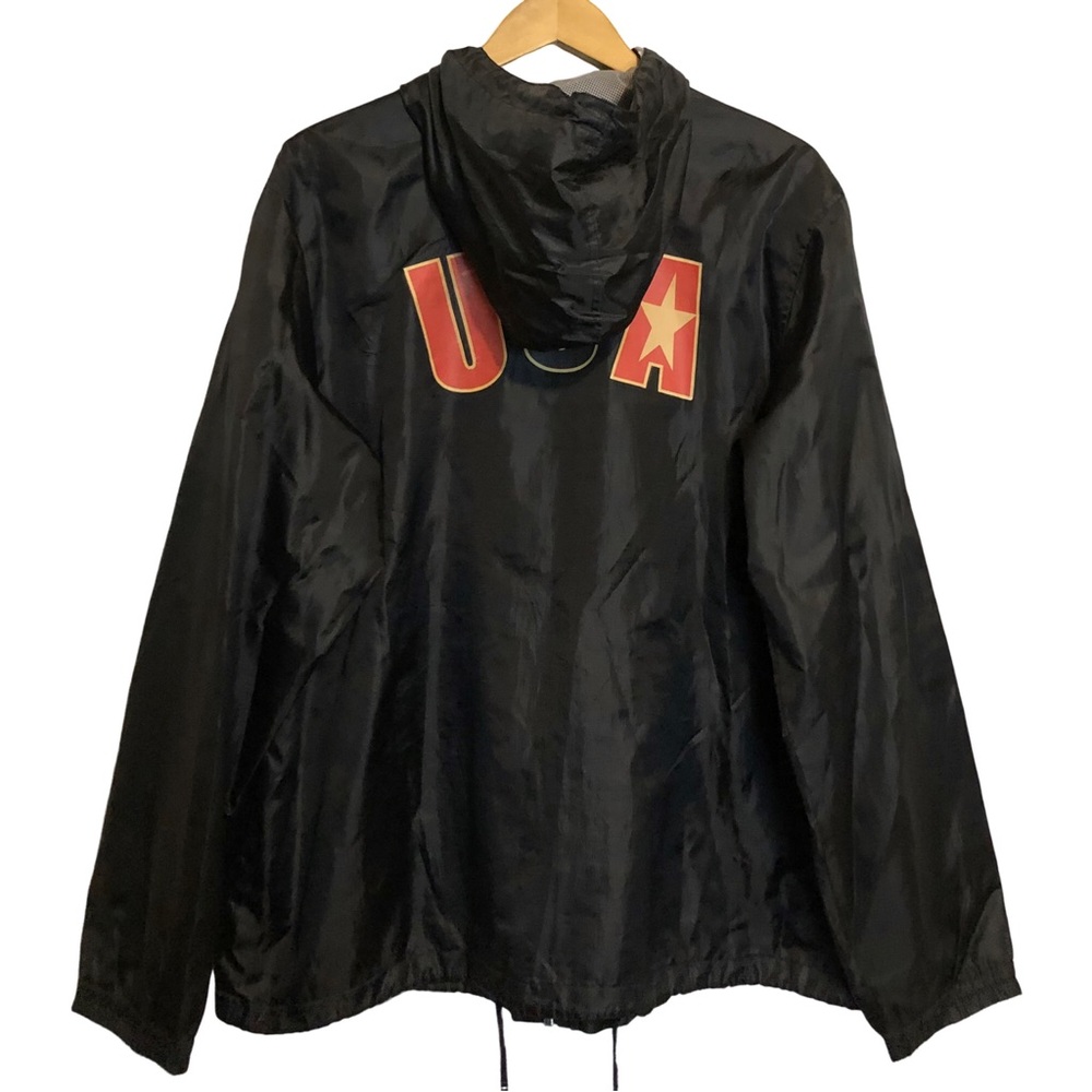 Vintage 2008 USA Olympics Men's Starter Black Windbreaker Hooded Jacket L 42-44